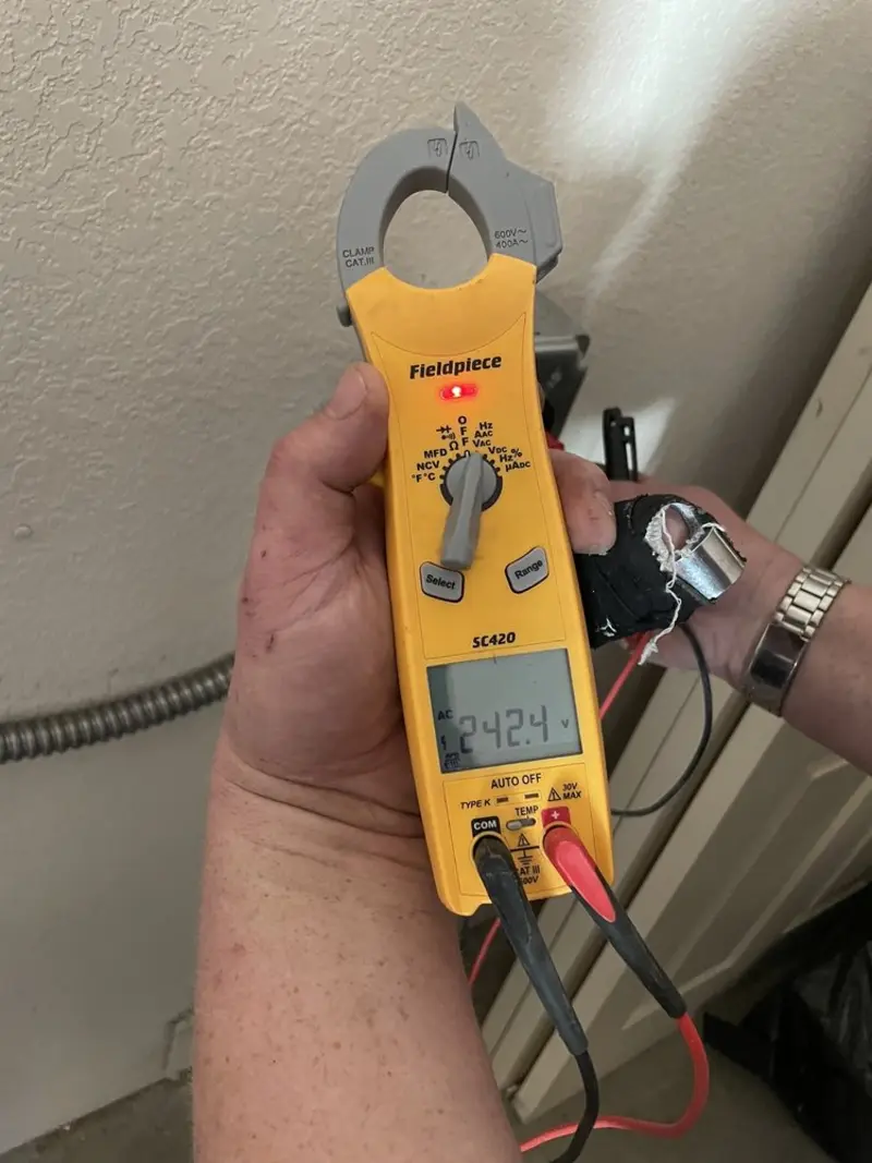 Voltage testing with clamp meter during Generator Installation in Sausalito
